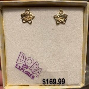 Nickelodeon Dora the Explorer gold earrings